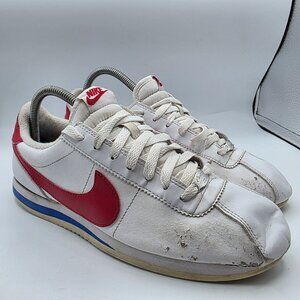 Nike Cortez Basic Forrest Gump Mens Size 9 White Red Blue Sneaker Shoes Casual